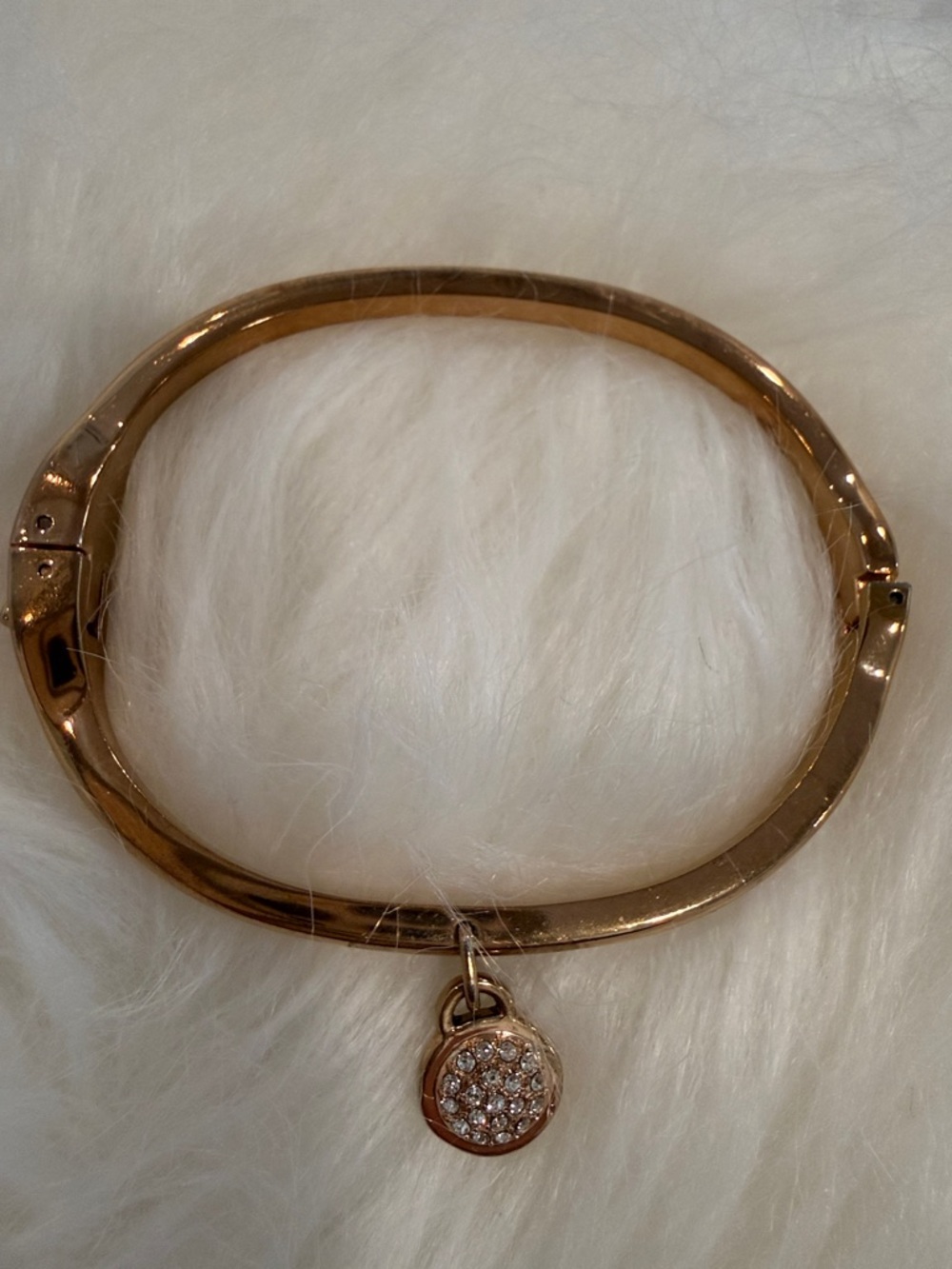 Gold Toned Crystal Charm Bangle Bracelet